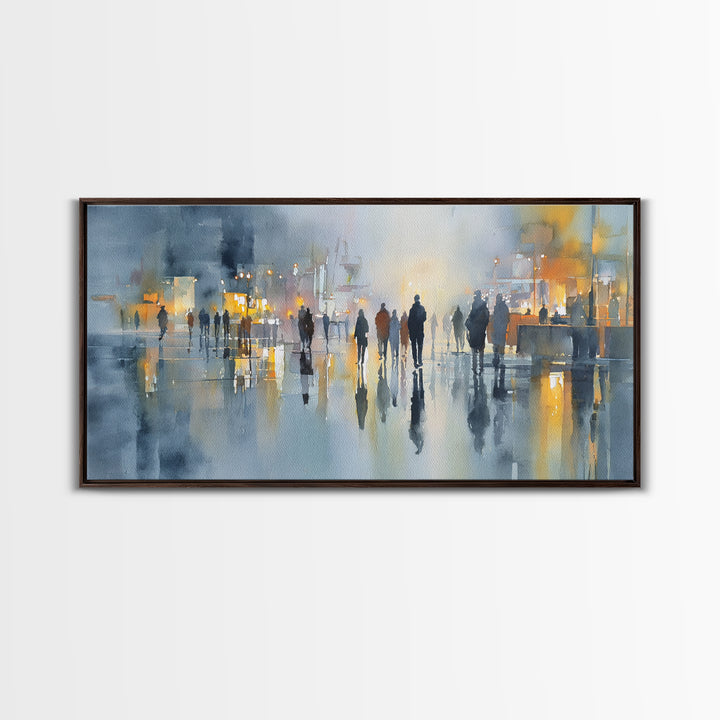 Moody City Scene Reflected Framed Canvas Print, Art, Neutral Decor, Living Room Decor, Fine Art, Art Prints, ART-2x1-30