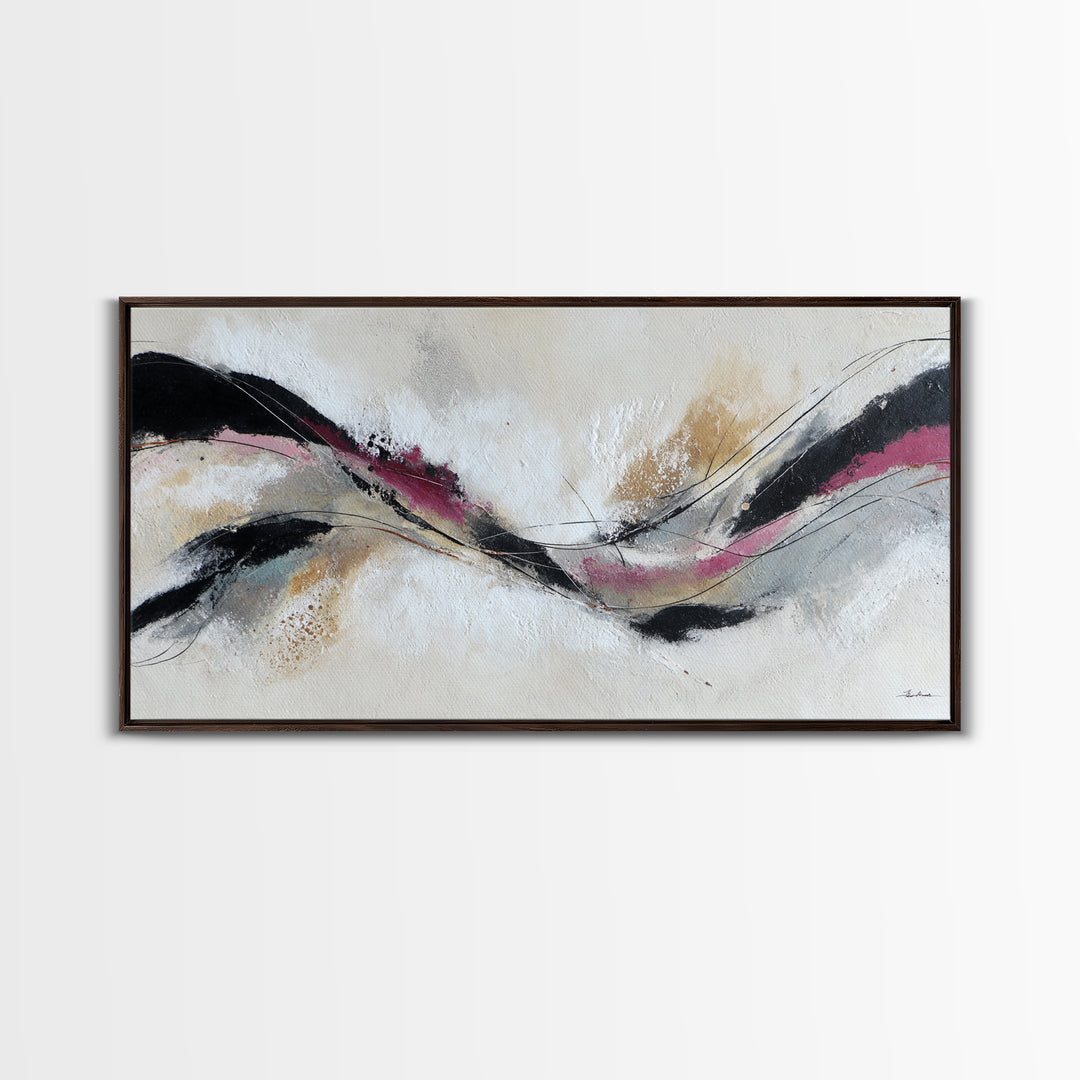 Contemporary Abstract with Layered Pigments and Energetic Framed Canvas Print, Art, Boho Decor, Living Room Decor, Fine Art, ART-2x1-46