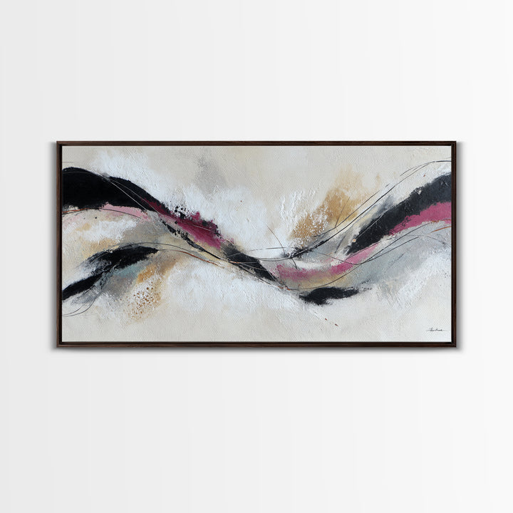 Contemporary Abstract with Layered Pigments and Energetic Framed Canvas Print, Art, Boho Decor, Living Room Decor, Fine Art, ART-2x1-46