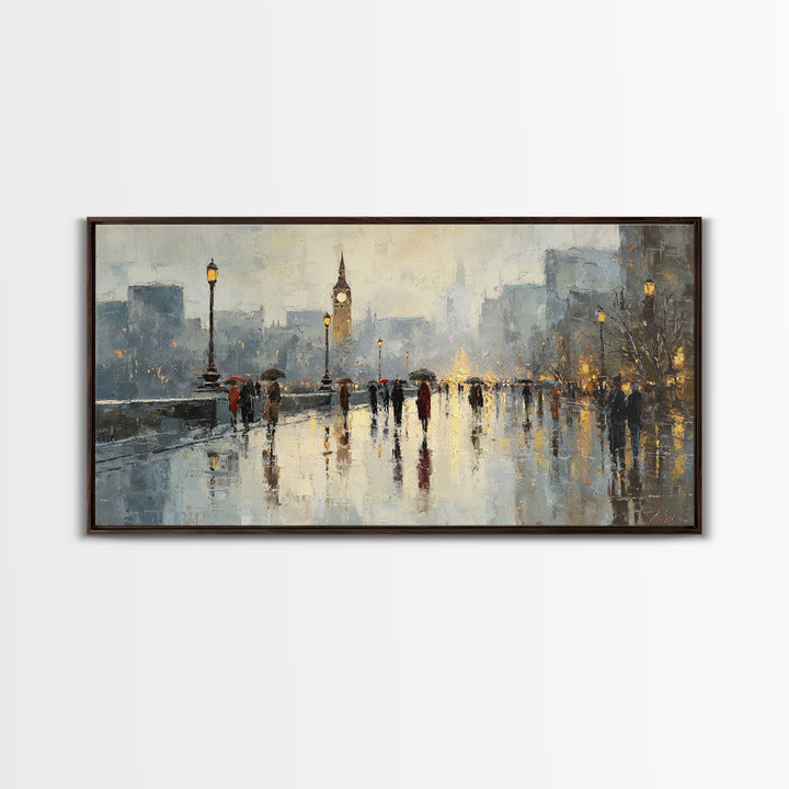 Moody City Scene Reflected Canvas Print, Art, Luxury Decor, Living Room Decor, Fine Art, Metal Wall Art, Art Commission, ART-2x1-78