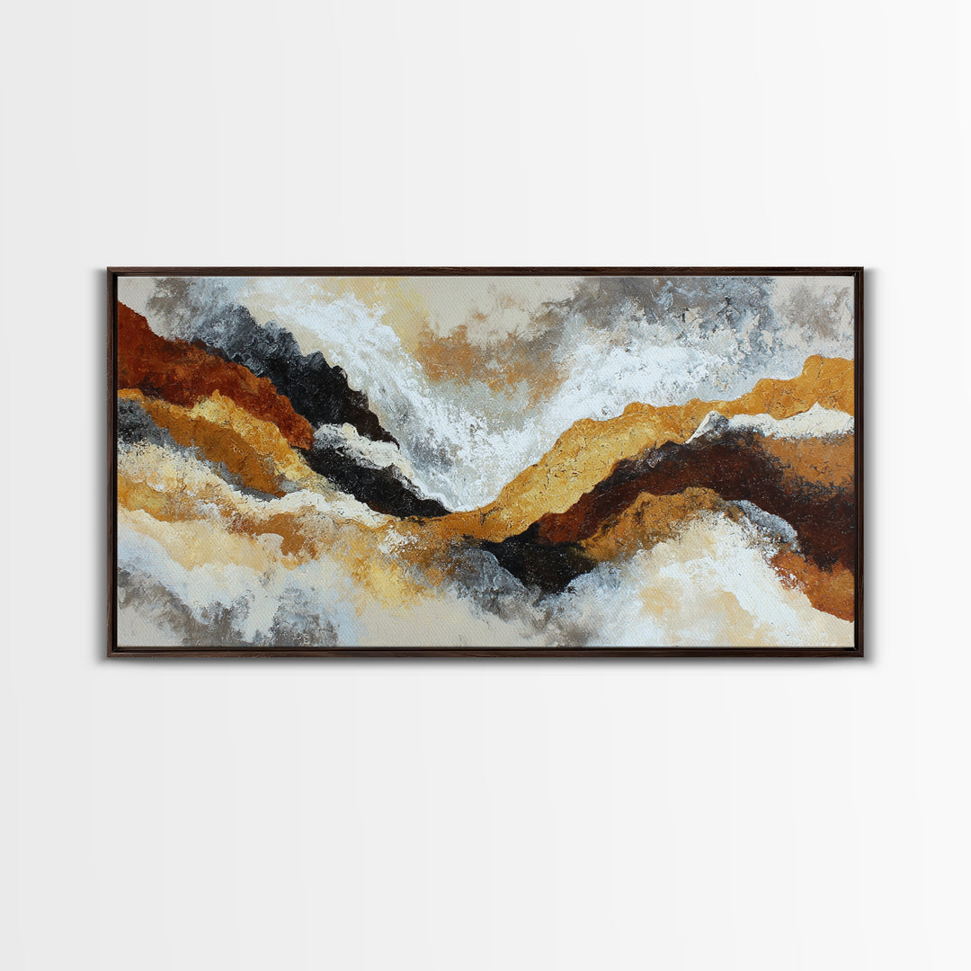 Contemporary Abstract with Layered Pigments and Energetic Canvas Print, Art, Minimalist Decor, Living Room Decor, Fine Art, ART-2x1-94