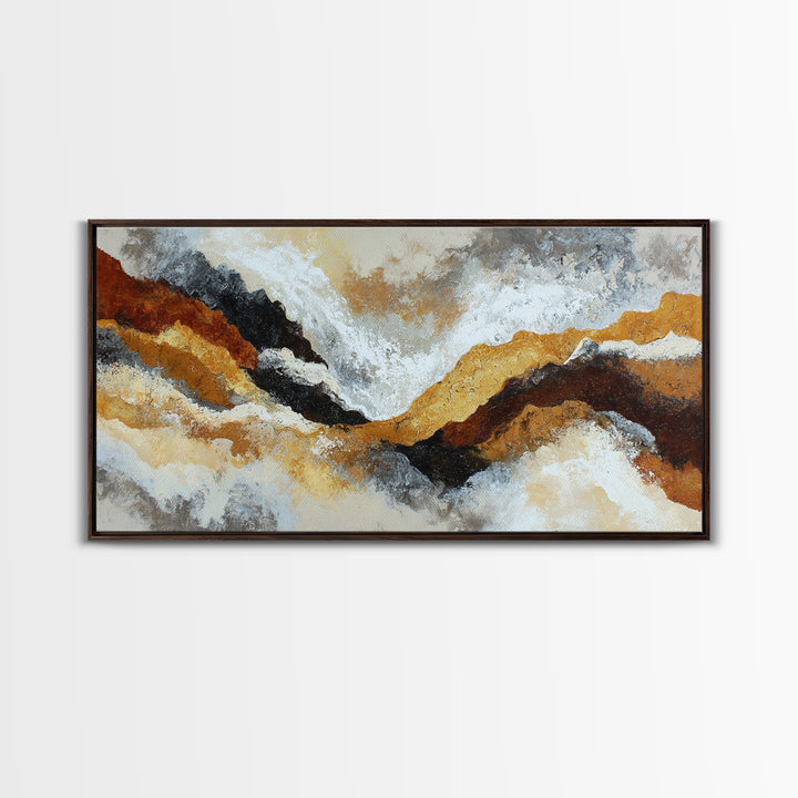 Contemporary Abstract with Layered Pigments and Energetic Canvas Print, Art, Minimalist Decor, Living Room Decor, Fine Art, ART-2x1-94