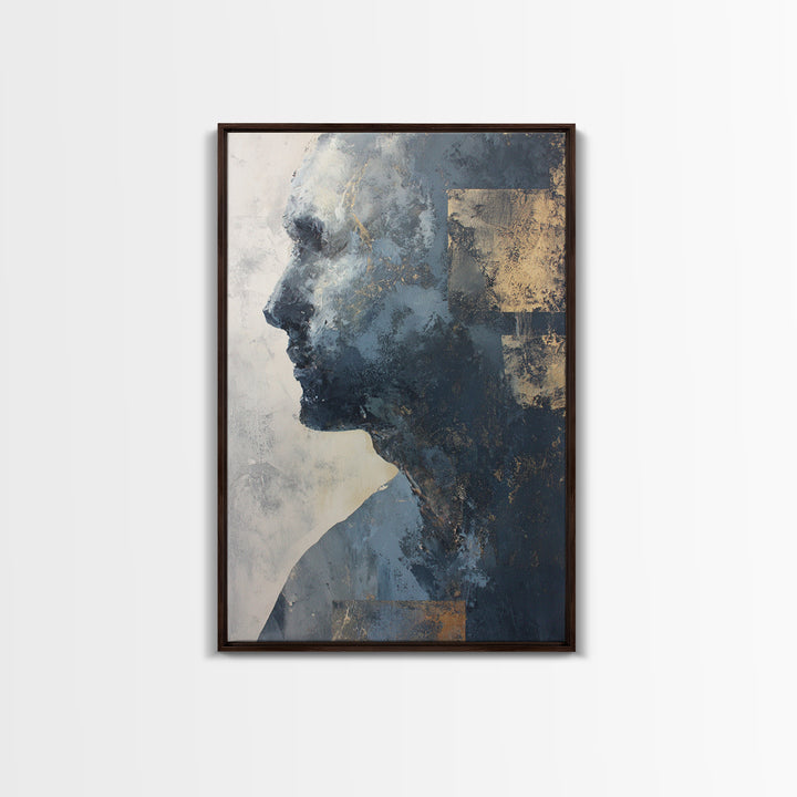 Expressive Portrait with Dramatic Light and Textured Framed Canvas Print, Art, Modern Decor, Living Room Decor, Fine Art, ART-2x3-12