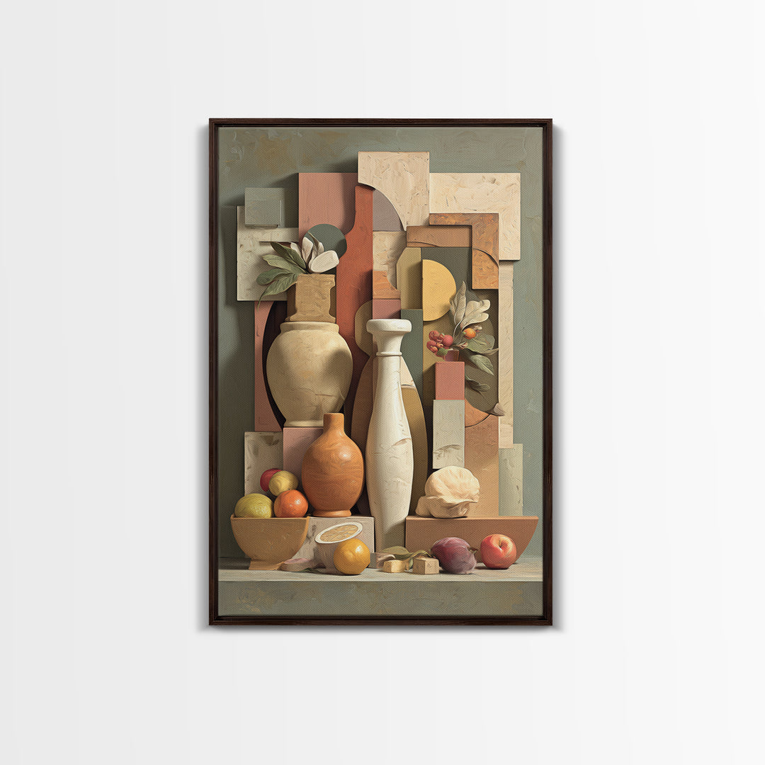Modern Sculptural Shapes Rendered as Painted Forms Canvas Print, Art, Neutral Decor, Living Room Decor, Abstract Art, ART-2x3-14