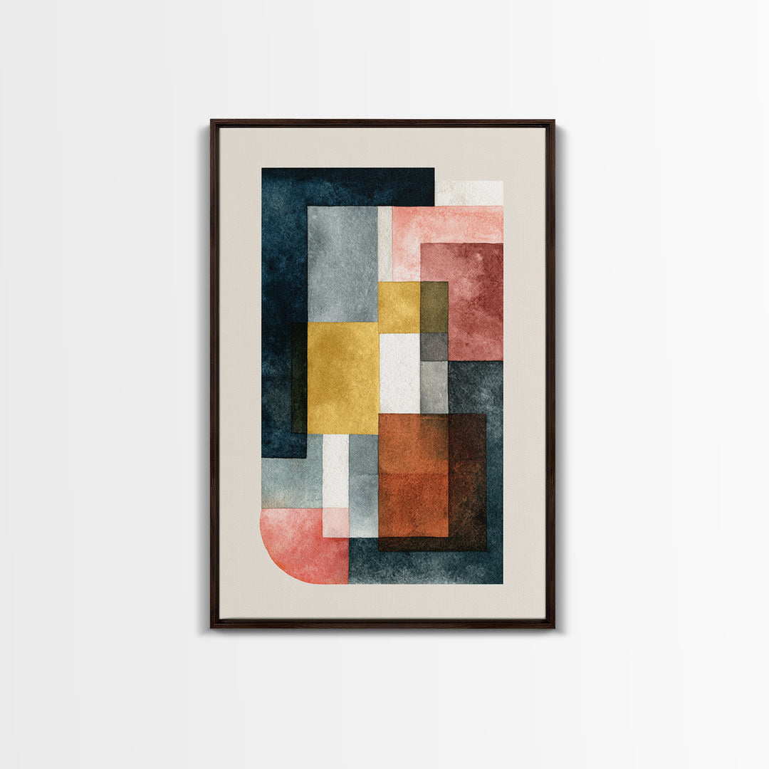Geometric Color Study Framed Canvas Print, Art, Textured Painting, Living Room Decor, Fine Art, Digital Wall Art, ART-2x3-17