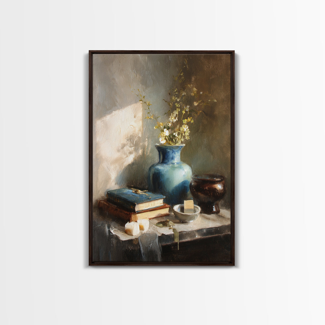 Sunlit Interior Still Life Framed Canvas Print, Art, Fine Art Print, Living Room Decor, Fine Art, Digital Art, ART-2x3-22