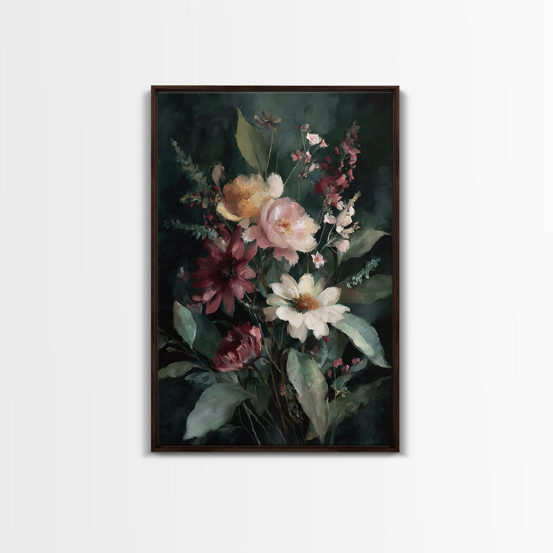 Painterly Meadow with Loose Impressionist Flowers Canvas Print, Art, Boho Wall Art, Living Room Decor, Fine Art, ART-2x3-23