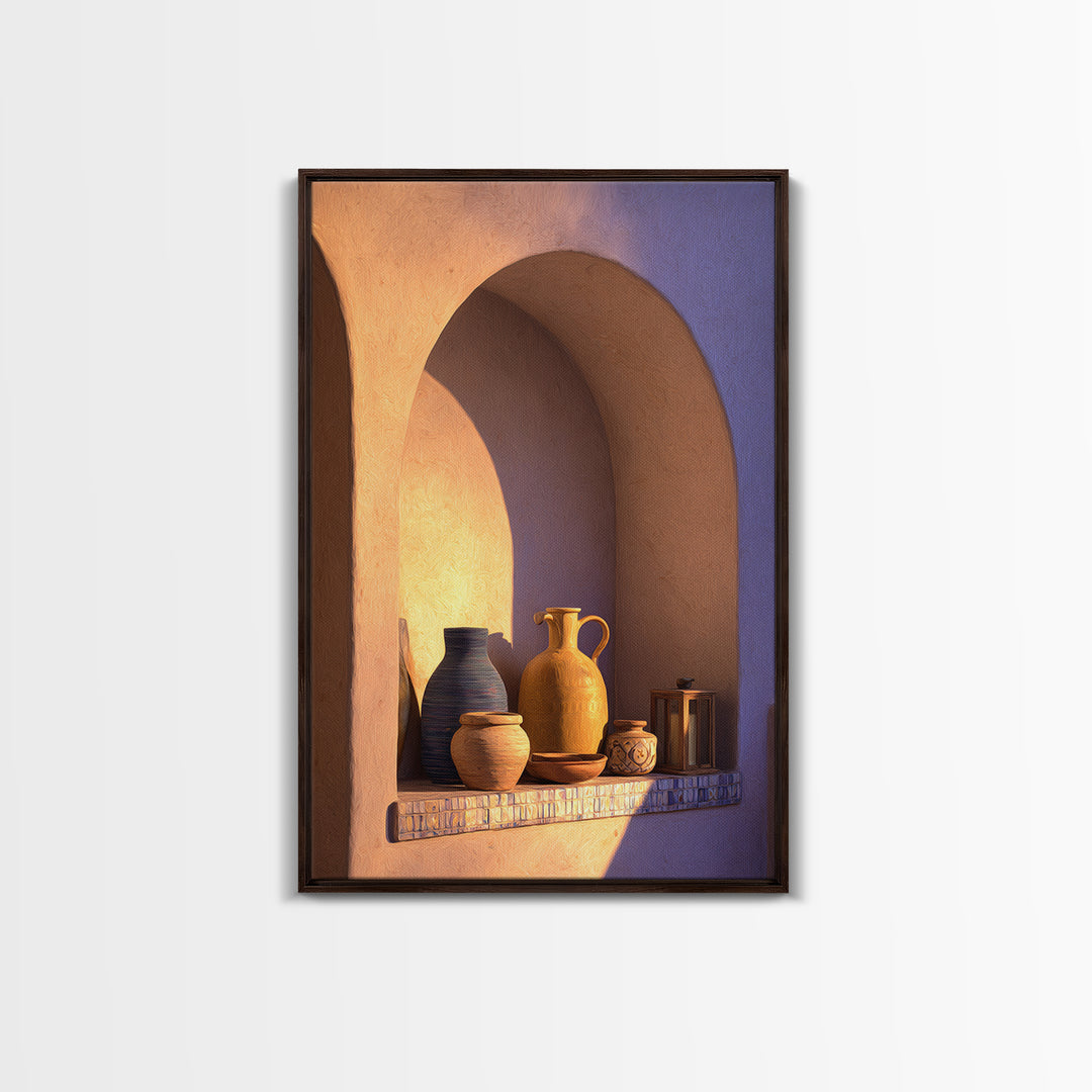 Architectural Archway in Warm Mediterranean Light Framed Canvas Print, Art, Gallery Decor, Living Room Decor, Fine Art, ART-2x3-30