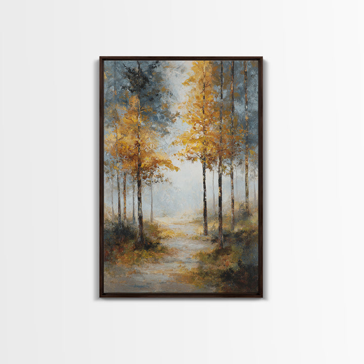 Woodland Path with Golden Autumn Atmosphere Canvas Print, Art, Printable Art, Living Room Decor, Fine Art, Statement Artwork, ART-2x3-31