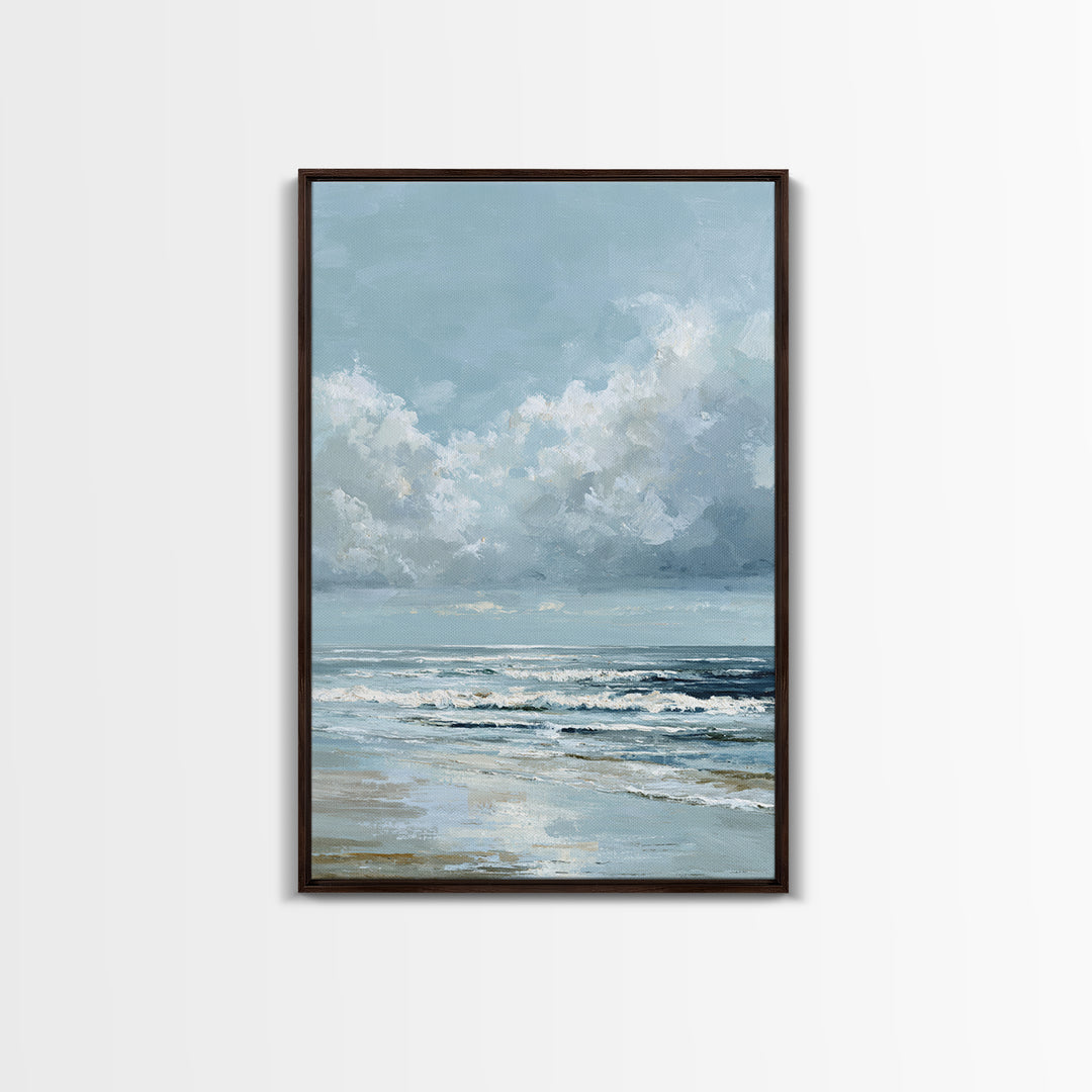 Dramatic Seascape with Foam and Storm Clouds Canvas Print, Art, Canvas Art, Living Room Decor, Fine Art, Horizontal Wall Art, ART-2x3-32