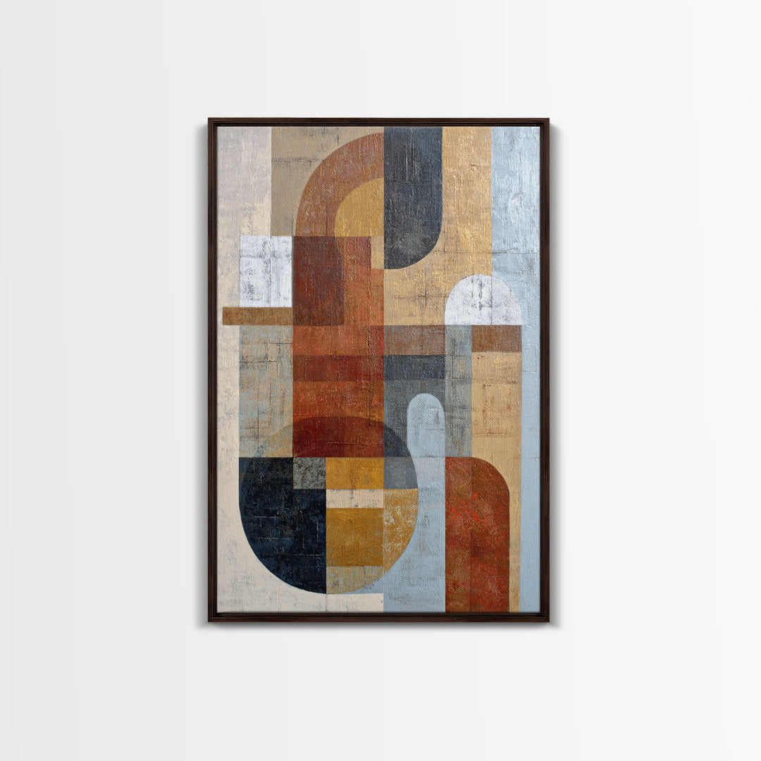Geometric Color Study Framed Canvas Print, Art, Textured Painting, Living Room Decor, Fine Art, Digital Wall Art, ART-2x3-41
