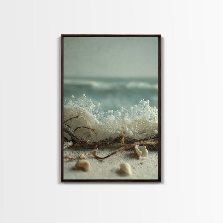 Dramatic Seascape with Foam and Storm Clouds Framed Canvas Print, Art, Prints Wall Art, Living Room Decor, Abstract Art, ART-2x3-56