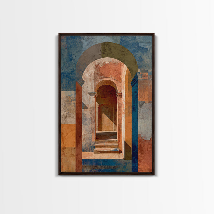 Architectural Archway in Warm Mediterranean Light Framed Canvas Print, Art, Gallery Decor, Living Room Decor, Fine Art, ART-2x3-6