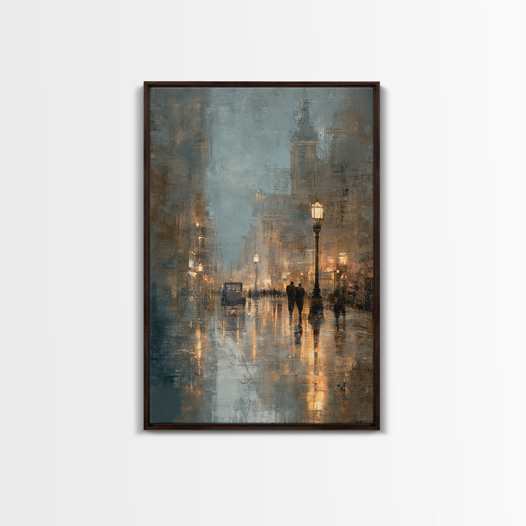Moody City Scene Reflected Canvas Print, Art, Room Decor, Living Room Decor, Oil Painting, Art Commission, Digital Wall Art, ART-2x3-66