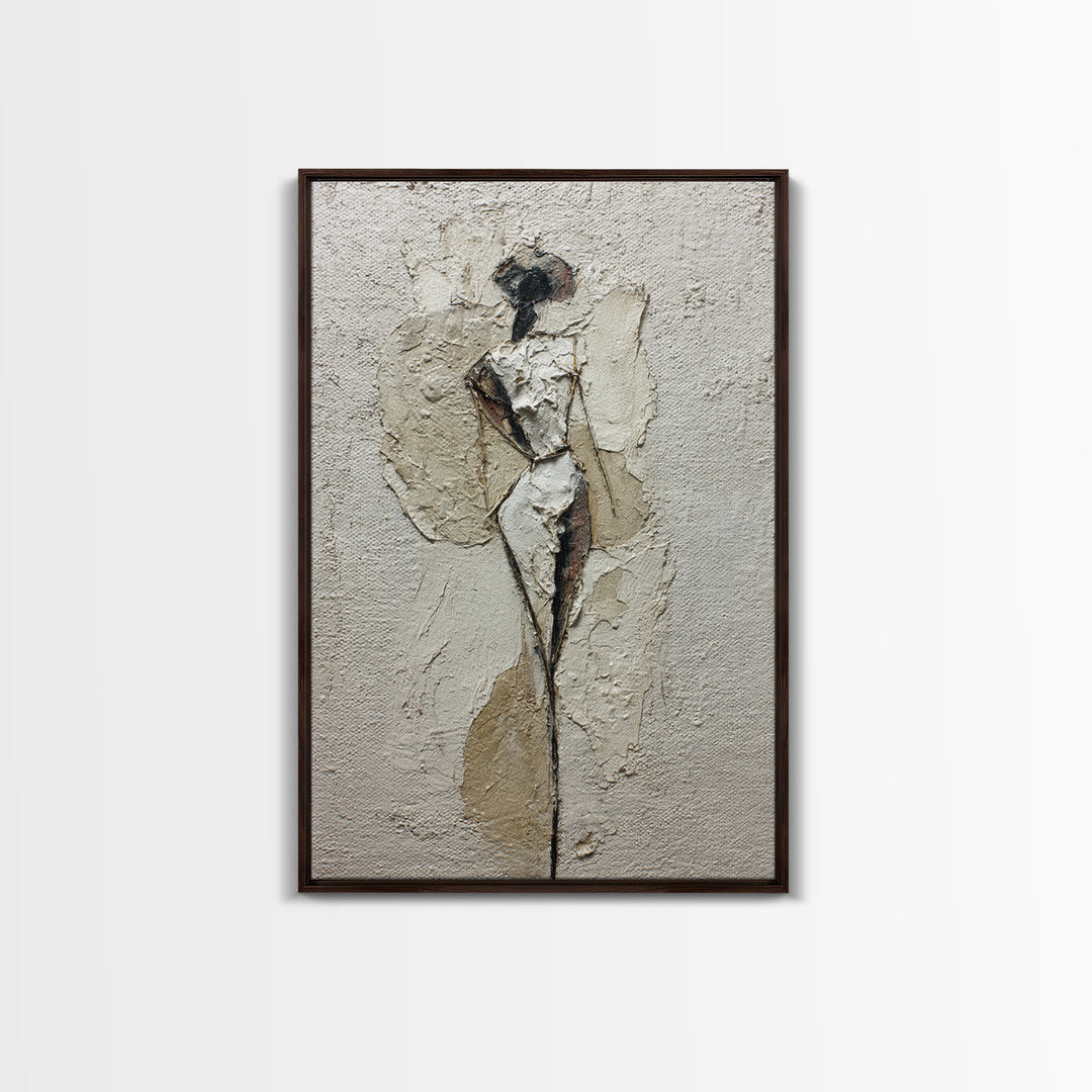 Simple Monochrome Figure Study Framed Canvas Print, Art, Minimalist Decor, Living Room Decor, Fine Art, Large Wall Art, ART-2x3-68