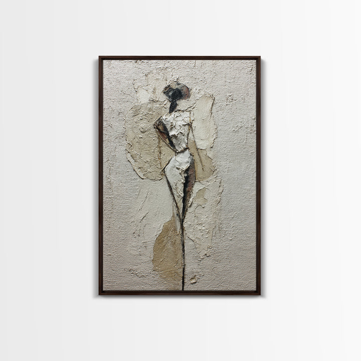 Simple Monochrome Figure Study Framed Canvas Print, Art, Minimalist Decor, Living Room Decor, Fine Art, Large Wall Art, ART-2x3-68