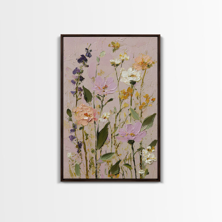 Painterly Meadow with Loose Impressionist Flowers Canvas Print, Art, Luxury Decor, Living Room Decor, Oil Painting, ART-2x3-71