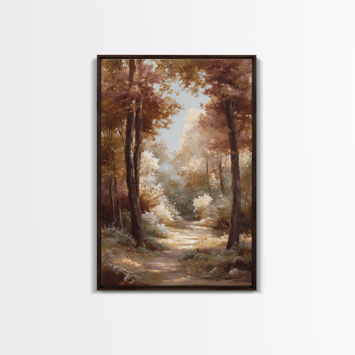 Woodland Path with Golden Autumn Atmosphere Canvas Print, Art, Fine Art Print, Living Room Decor, Fine Art, Digital Art, ART-2x3-79
