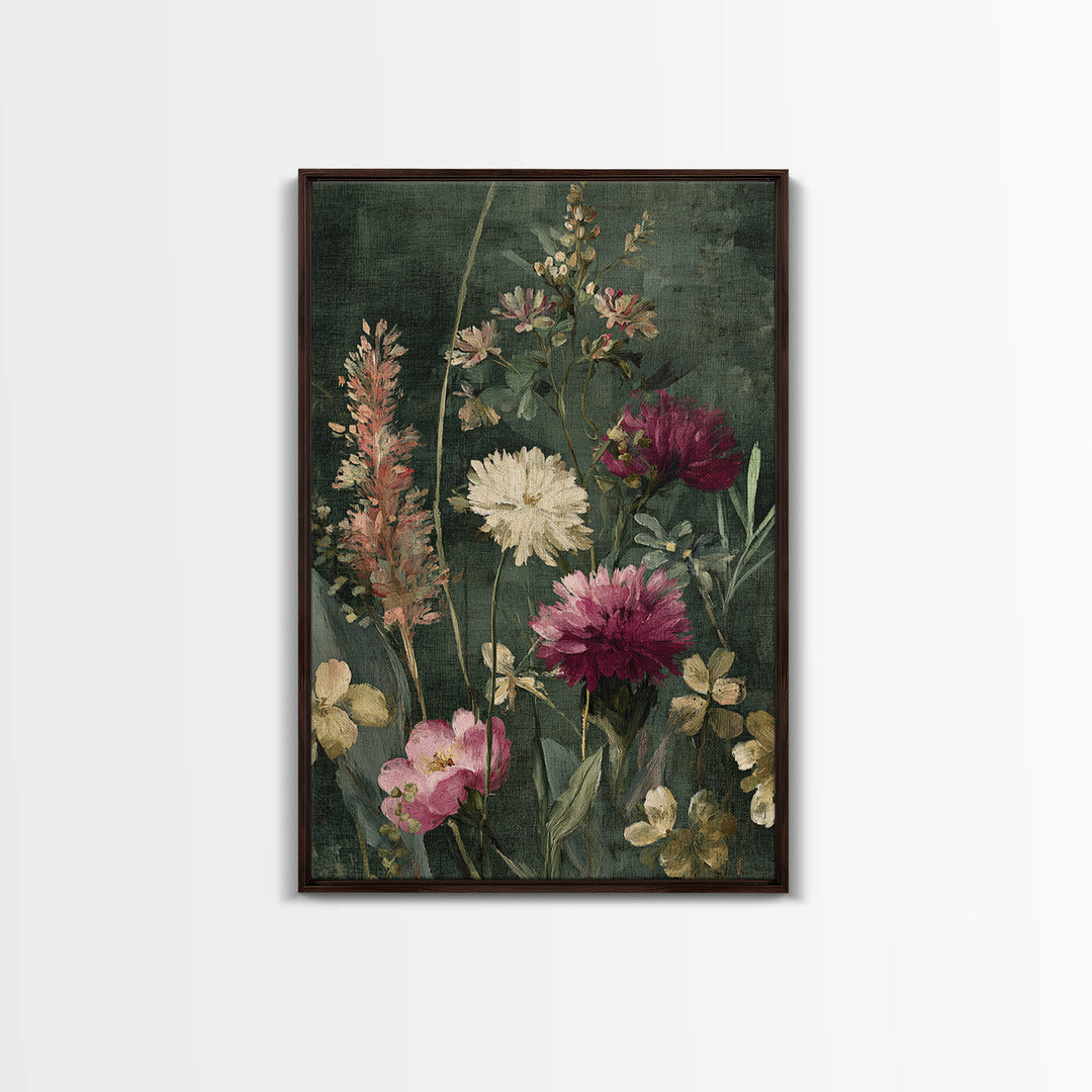 Painterly Meadow with Loose Impressionist Flowers Canvas Print, Art, Wall Art Prints, Living Room Decor, Watercolor Art, ART-2x3-95