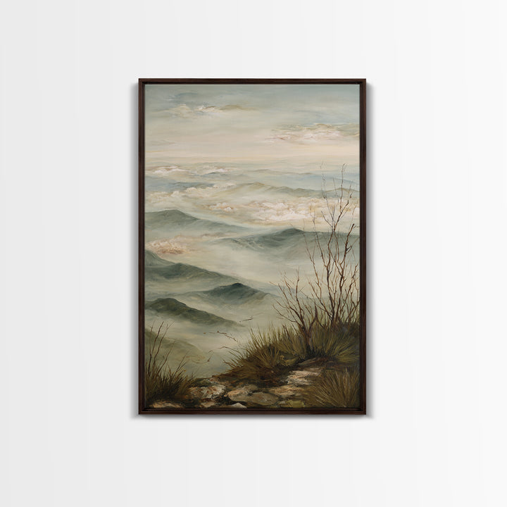 Quiet Mountain Scene Framed Canvas Print, Art, Digital Art, Living Room Decor, Fine Art, Abstract Art, Canvas Art, ART-2x3-97