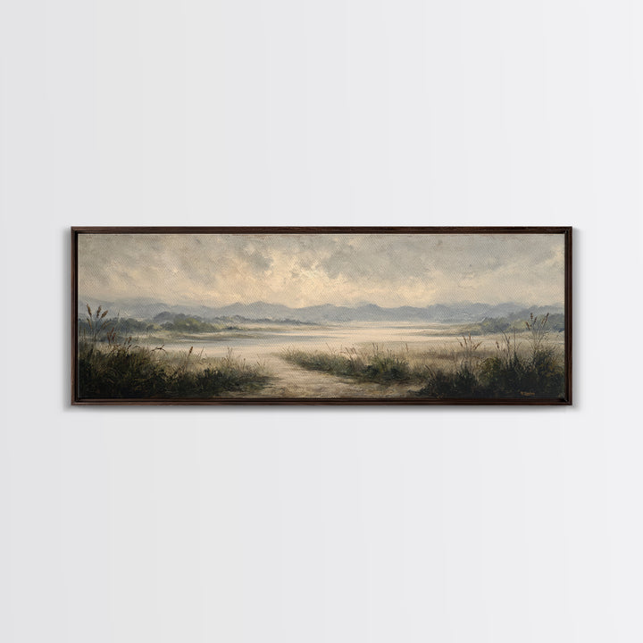 Classic Landscape with Winding River and Atmospheric Canvas Print, Art, Gallery Decor, Living Room Decor, Fine Art, ART-3x1-19