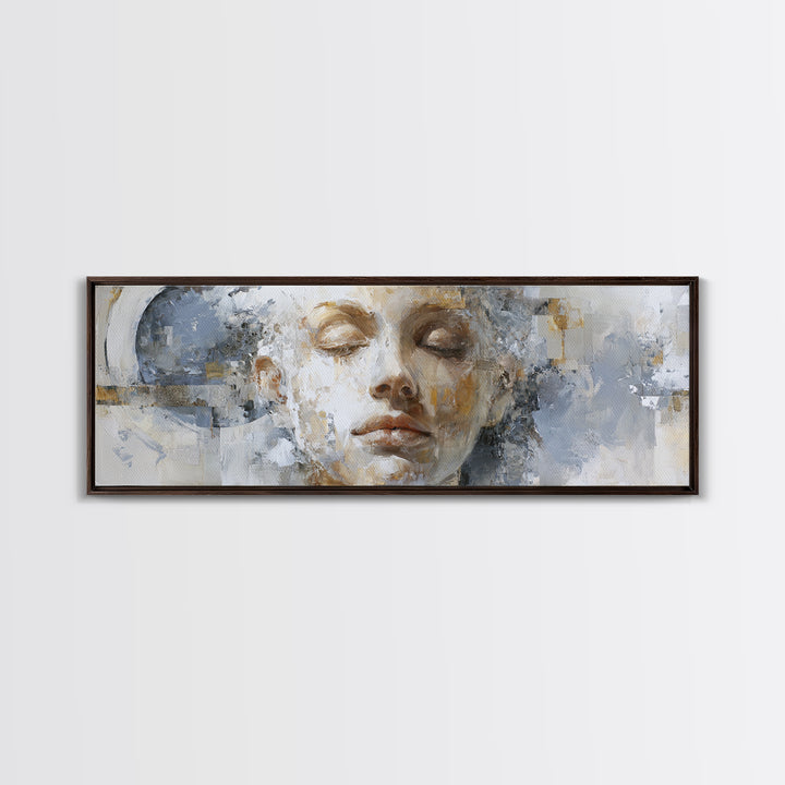 Expressive Portrait with Dramatic Light and Textured Framed Canvas Print, Art, Home Decor, Living Room Decor, Fine Art, ART-3x1-44