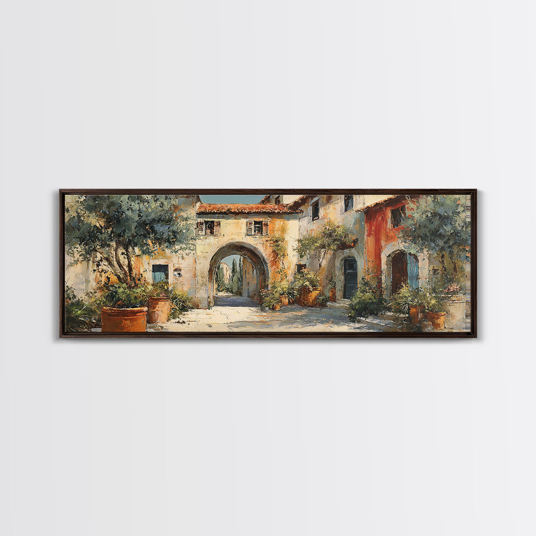Architectural Archway in Warm Mediterranean Light Canvas Print, Art, Abstract Wall Art, Living Room Decor, Oil Painting, ART-3x1-62