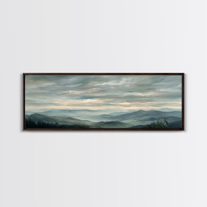 Quiet Mountain Scene Framed Canvas Print, Art, Framed Wall Art, Living Room Decor, Fine Art, Resin Art, Boho Wall Art, ART-3x1-81