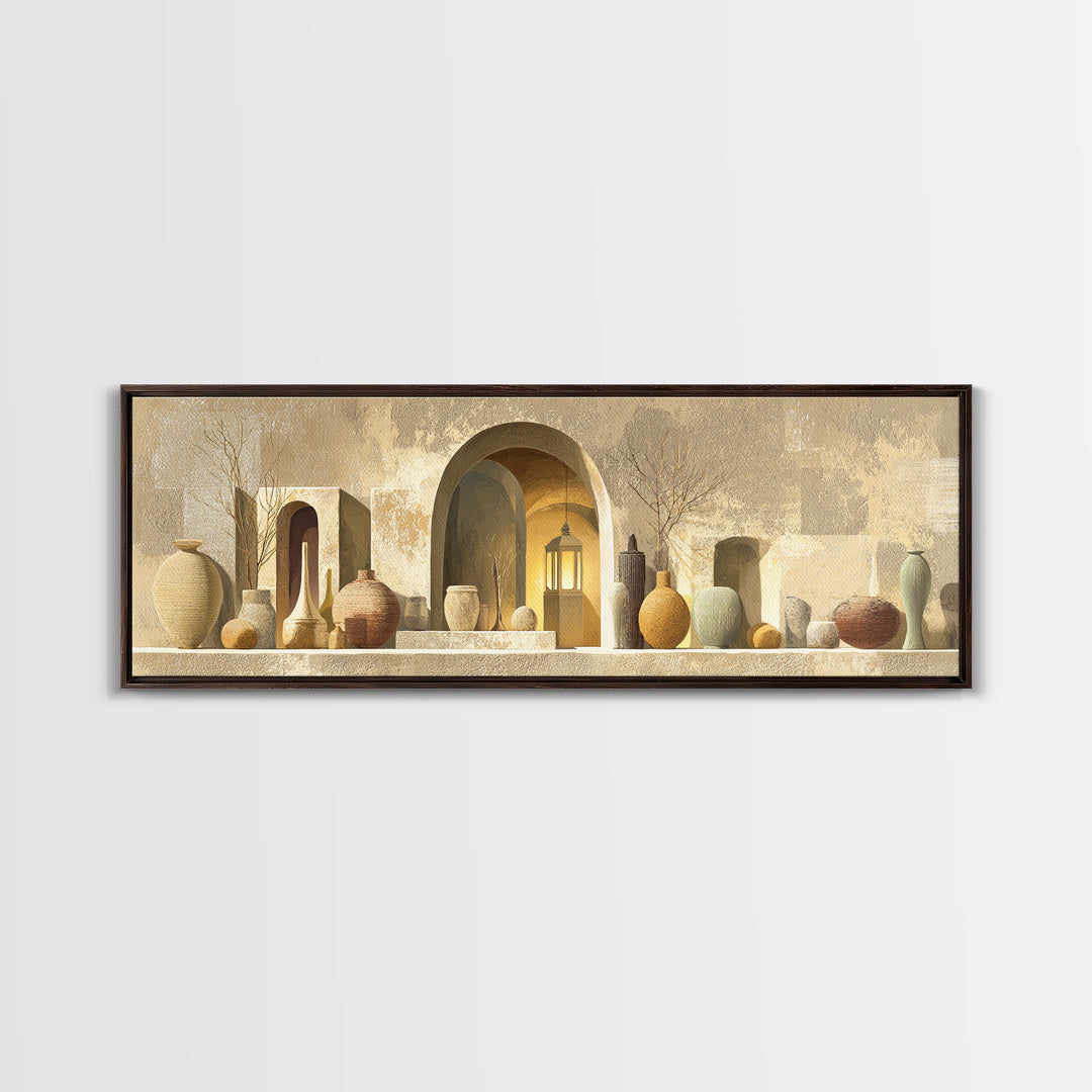 Architectural Archway in Warm Mediterranean Light Canvas Print, Art, Digital Art, Living Room Decor, Watercolor Art, ART-3x1-86