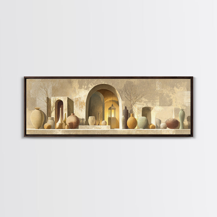 Architectural Archway in Warm Mediterranean Light Canvas Print, Art, Digital Art, Living Room Decor, Watercolor Art, ART-3x1-86
