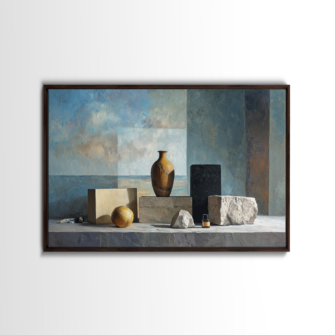 Modern Sculptural Shapes Rendered as Painted Forms Framed Canvas Print, Art, Wall Art Prints, Living Room Decor, Fine Art, ART-3x2-10