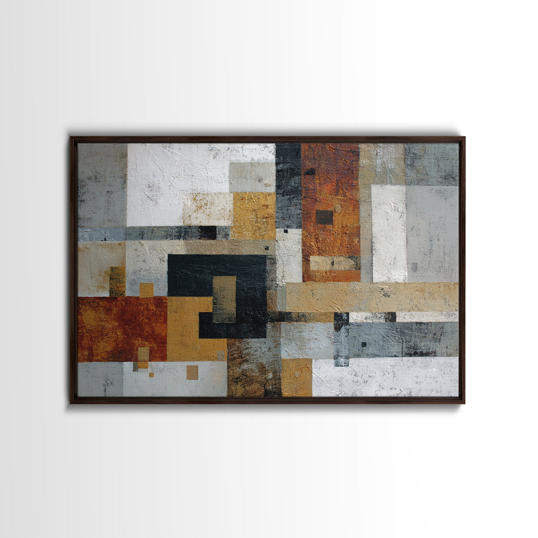 Geometric Color Study Framed Canvas Print, Art, Art Commission, Living Room Decor, Abstract Art, Black Art, Framed Art, ART-3x2-13