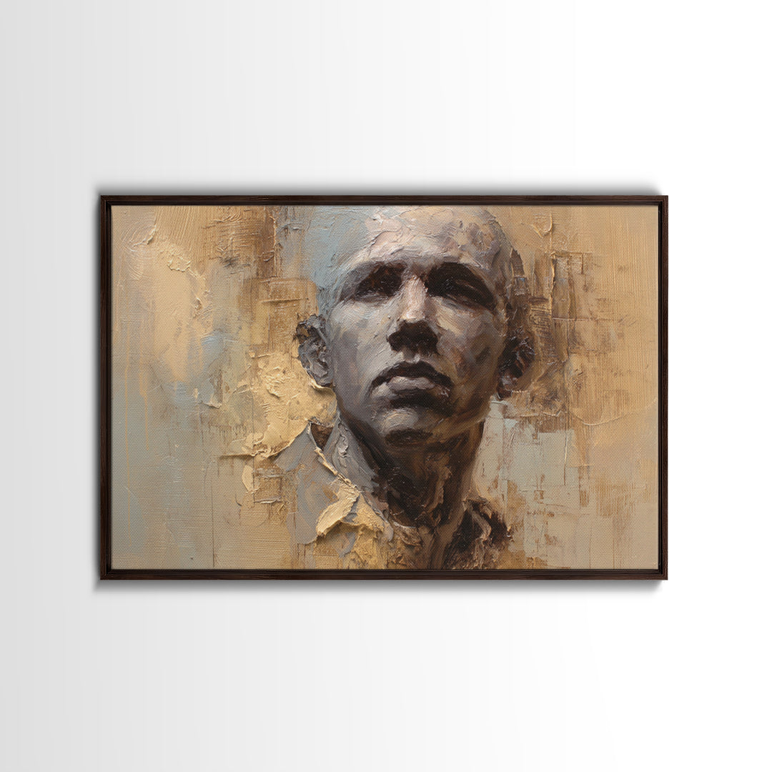 Expressive Portrait with Dramatic Light and Textured Canvas Print, Art, Art Commission, Living Room Decor, Fine Art, ART-3x2-32