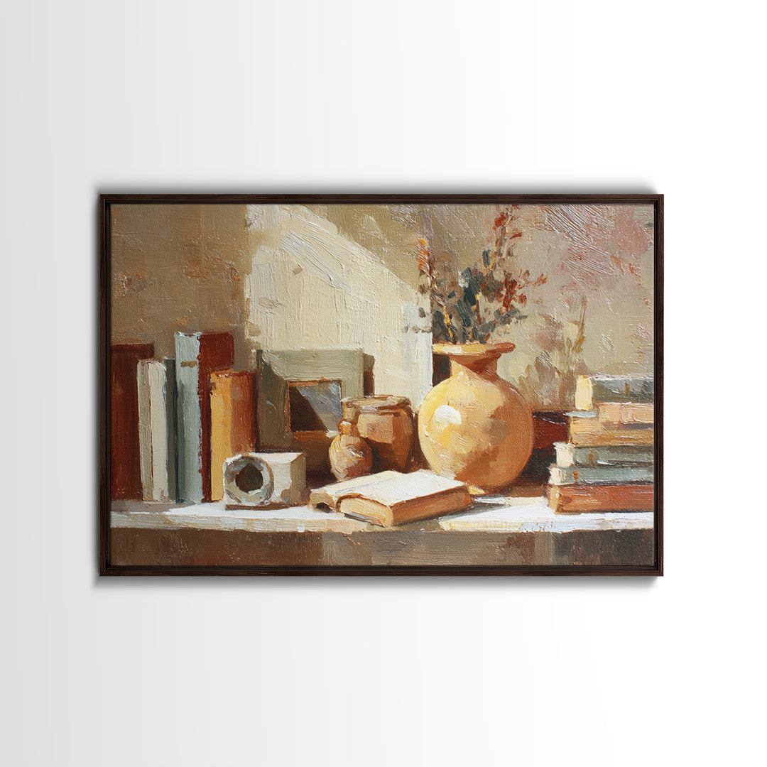 Sunlit Interior Still Life Canvas Print, Art, Art Commission, Living Room Decor, Fine Art, Black Art, Framed Art, ART-3x2-42