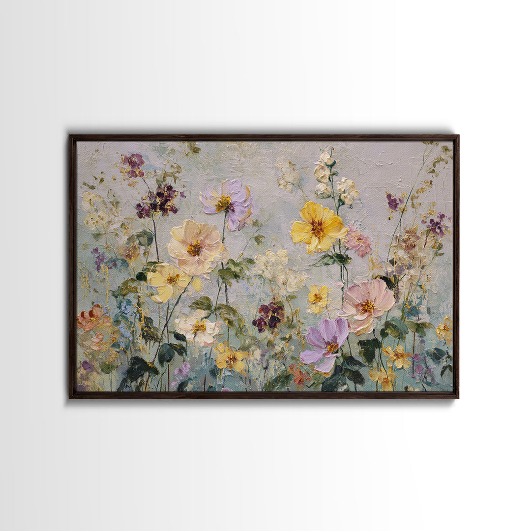 Painterly Meadow with Loose Impressionist Flowers Canvas Print, Art, Canvas Art, Living Room Decor, Fine Art, ART-3x2-43