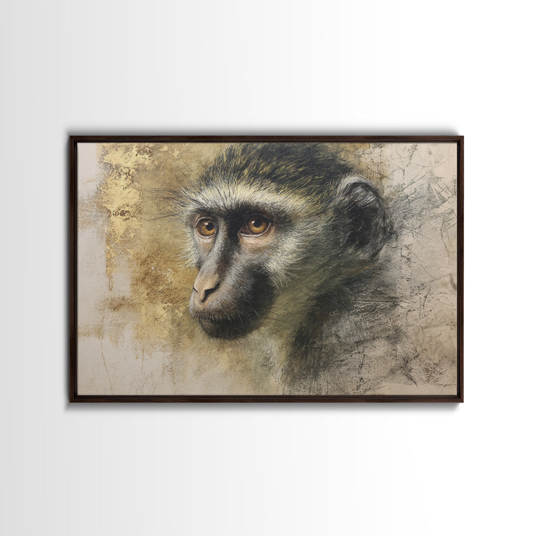 Elegant Animal Portrait Framed Canvas Print, Art, Digital Wall Art, Living Room Decor, Fine Art, Framed Art, ART-3x2-70