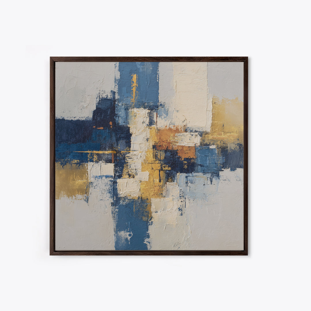 Bold Navy and Ivory Abstract Brushwork Canvas Print, Above Sofa Art, Horizontal Wall Art, Living Room Decor, Abstract Art, ASA-1x1-18