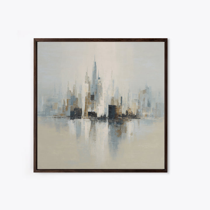 Quiet City Skyline Reduced to Elegant Shapes Canvas Print, Above Sofa Art, Oversized Wall Art, Living Room Decor, Statement, ASA-1x1-22