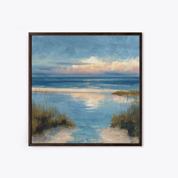 Moody Seascape at Twilight Canvas Print, Above Sofa Art, Living Room Decor, Watercolor Art, Statement 036, Set of Prints, ASA-1x1-36