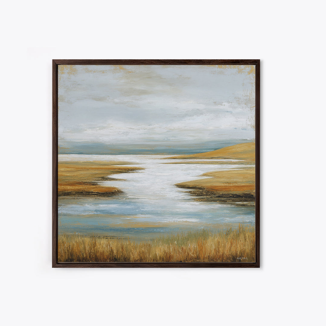 Abstract River Bends Framed Canvas Print, Above Sofa Art, Horizontal Wall Art, Living Room Decor, Fine Art, Statement, ASA-1x1-47