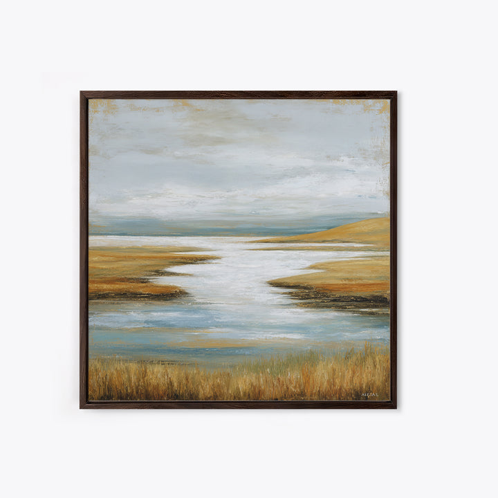 Abstract River Bends Framed Canvas Print, Above Sofa Art, Horizontal Wall Art, Living Room Decor, Fine Art, Statement, ASA-1x1-47