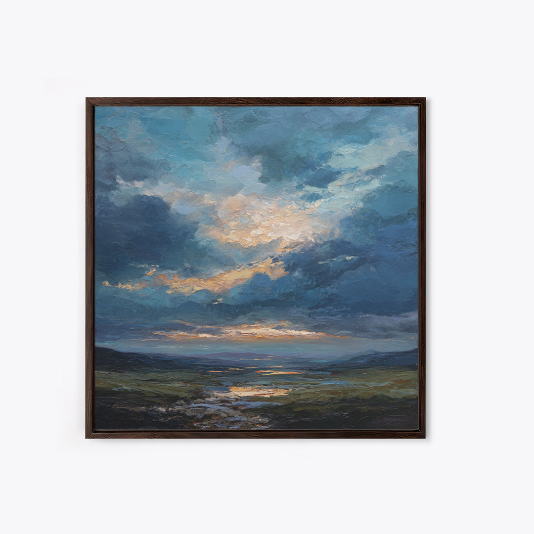 Dramatic Cloudscape over a Distant Valley Canvas Print, Above Sofa Art, Above Bed Decor, Living Room Decor, Fine Art, Statement, ASA-1x1-5