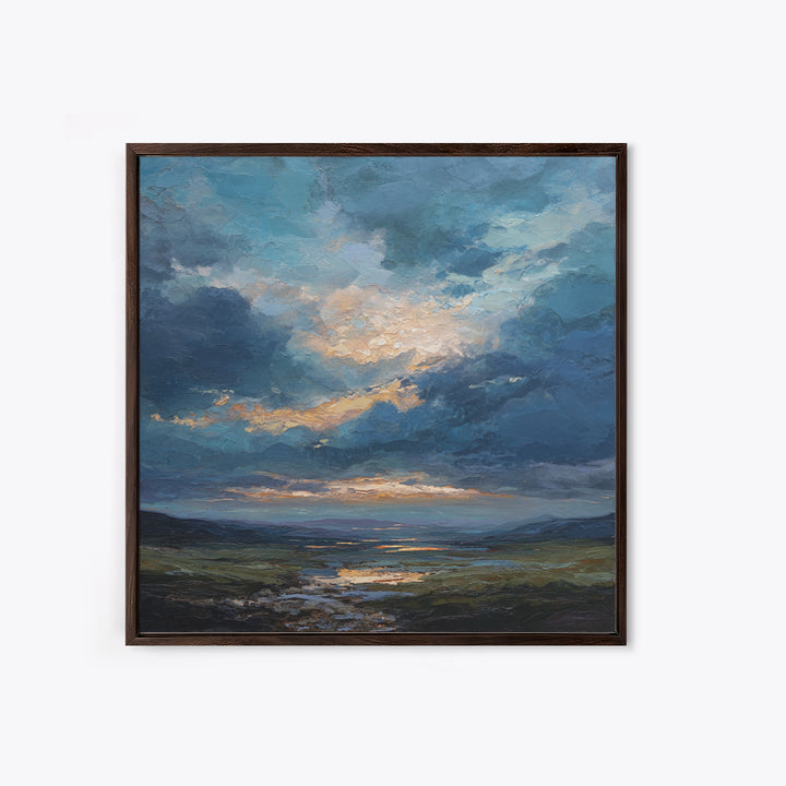 Dramatic Cloudscape over a Distant Valley Canvas Print, Above Sofa Art, Above Bed Decor, Living Room Decor, Fine Art, Statement, ASA-1x1-5
