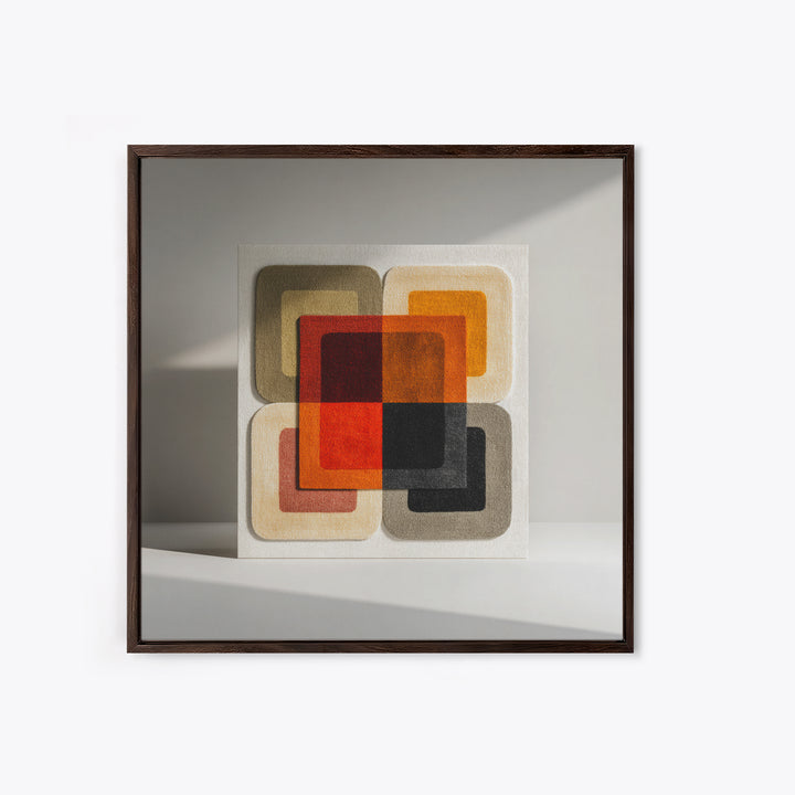 Bold Mid Century Geometric Forms Framed Canvas Print, Above Sofa Art, Living Room Wall Art, Living Room Decor, Abstract Art, ASA-1x1-52