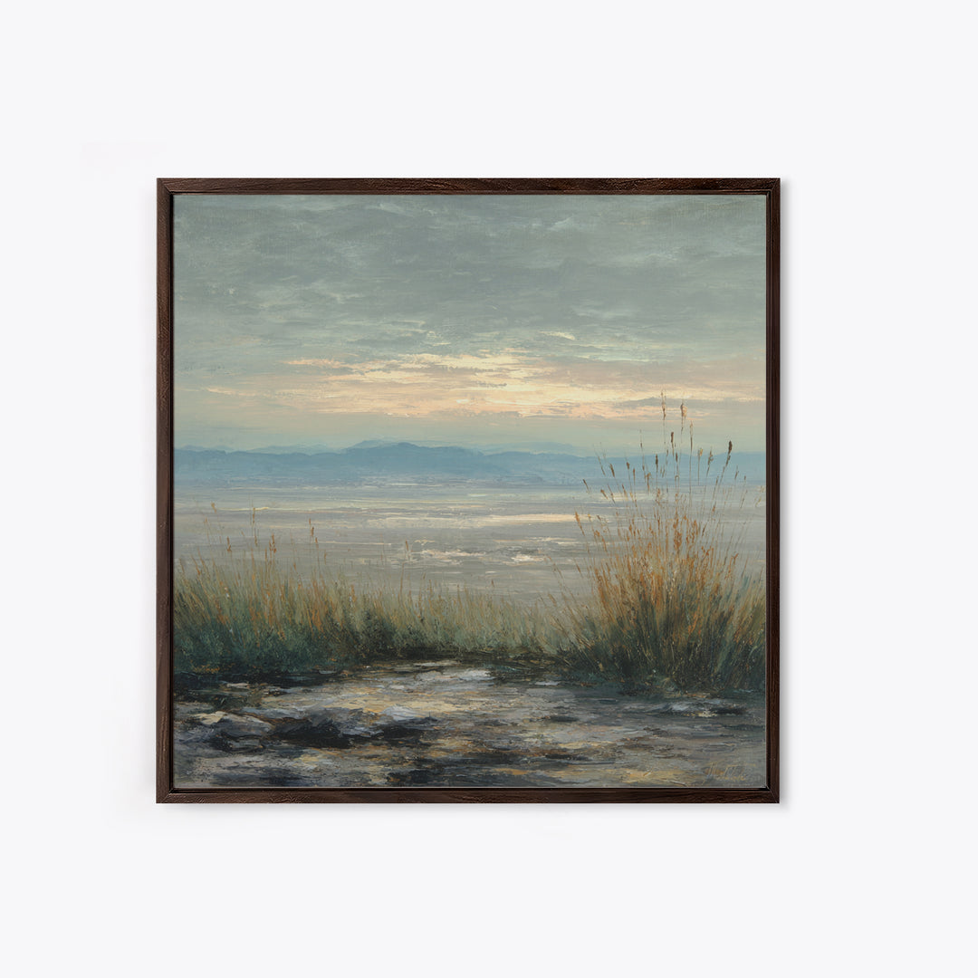 Dramatic Cloudscape over a Distant Valley Canvas Print, Above Sofa Art, Bauhaus Print, Living Room Decor, Statement, ASA-1x1-53