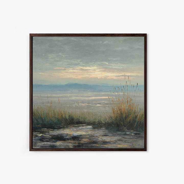 Dramatic Cloudscape over a Distant Valley Canvas Print, Above Sofa Art, Bauhaus Print, Living Room Decor, Statement, ASA-1x1-53