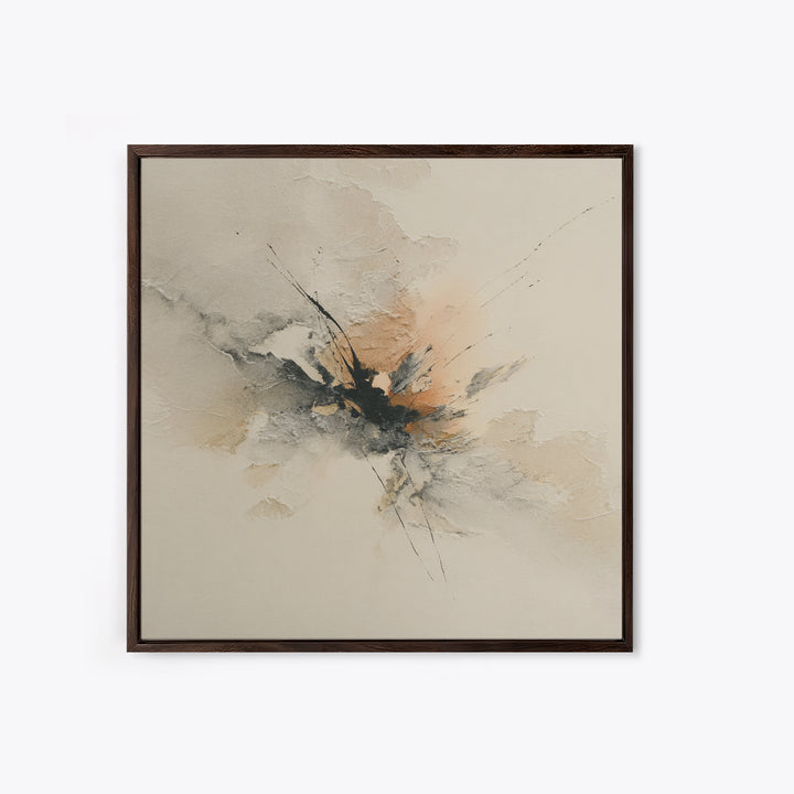 Minimal Black Ink Composition Framed Canvas Print, Above Sofa Art, Living Room Decor, Fine Art, Statement 056, Set of Prints, ASA-1x1-56