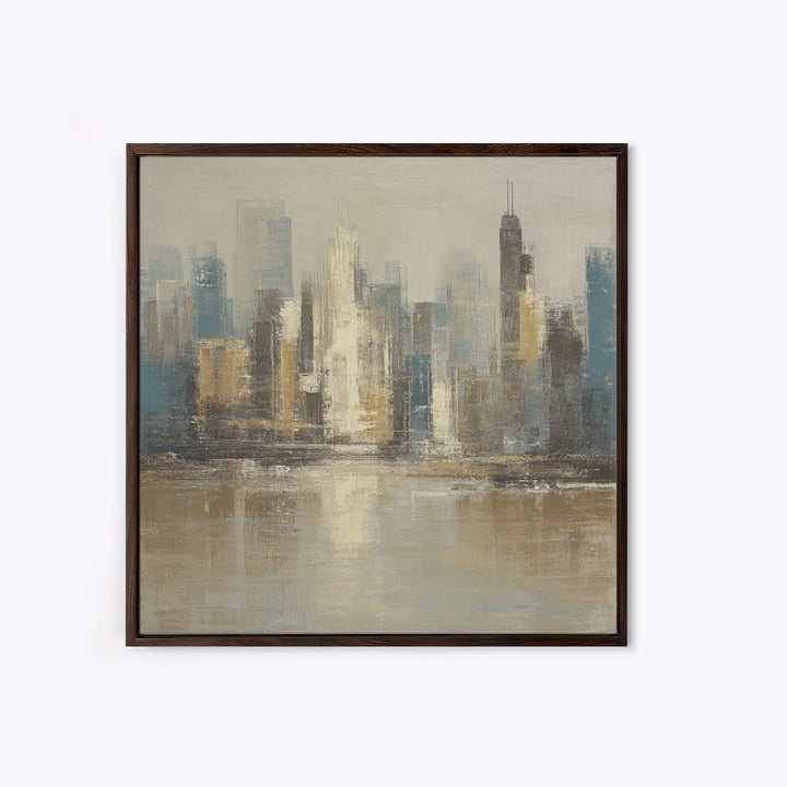 Quiet City Skyline Reduced to Elegant Shapes Canvas Print, Above Sofa Art, Bedroom Wall Art, Living Room Decor, Statement, ASA-1x1-70