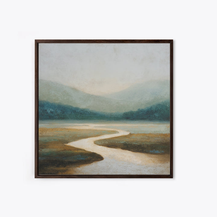 Abstract River Bends Framed Canvas Print, Above Sofa Art, Japandi Wall Art, Living Room Decor, Abstract Art, Statement, ASA-1x1-71