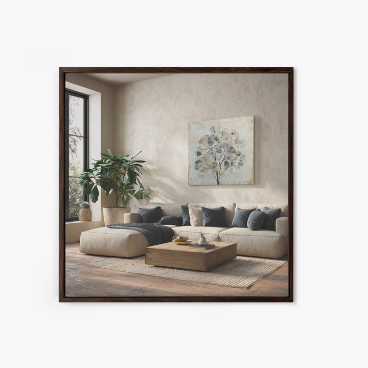 Large Modern Organic Shapes Framed Canvas Print, Above Sofa Art, Coastal Decor, Living Room Decor, Abstract Art, Statement, ASA-1x1-74